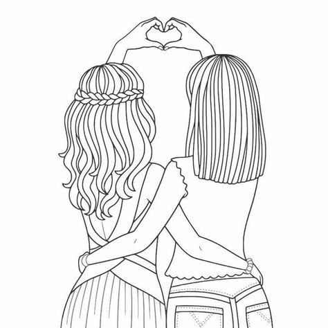 Best Friend Sketches, White Doodle, Illustration For Kids, Friends Sketch, Best Friend Drawings, Bff Drawings, Drawings Of Friends, Easy Drawings Sketches, Creative Drawing