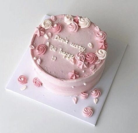 Korea Cake, Minimalist Cake, Pinterest Cake, Pastel Cakes, Korean Cake, Pink Birthday Cakes, Simple Cake Designs, Mini Cakes Birthday, Creative Cake Decorating