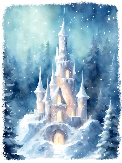 Winter Castle, Castle Drawing, Castle Pictures, Pen Organization, Forest Illustration, Fairytale Castle, Free For Commercial Use, Fairytale Art, Magical Forest