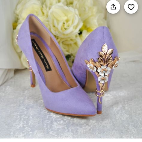 New In Box. Bought For My Wedding And I Forgot Them Lol Fairy Wedding Shoes, Wedding Heels For Bride, Heels For Bride, Shoes Wedding Heels, Comfortable Wedding Shoes, Princess Heels, Rapunzel Wedding, Tangled Wedding, Purple Quince