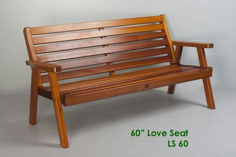 Outdoor Patio Furniture - 60" Love Seat | Wooden bench plans, Diy wood projects furniture, Furniture Wooden Sofa Outdoor, Sitout Chair, Balcony Gazebo, Outdoor Patio Seating, Outdoor Bench Seating, Terrace Furniture, Adirondack Chair Plans, Wooden Sofa Set Designs, Wooden Sofa Designs