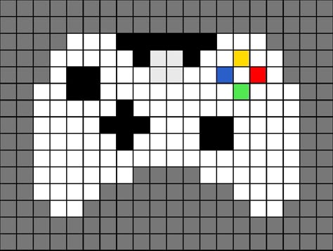 A pixel art template of a white Xbox One controller (wireless). Math Pixel Art, Controller Pixel Art, White Pixel Art, Xbox Logo, Easy Perler Bead Patterns, Easy Perler Beads Ideas, Tiny Cross Stitch, Easy Pixel Art, Pixel Art Templates