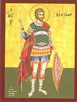 St. Victor, a Roman soldier under Eutychius, who sent him to Emperor Maximian for his exhortations to Christians to be firm in their faith in the face of an impending visit by the Emperor. He was dragged through the streets, racked, imprisoned When he refused to offer incense to Jupiter, he was crushed in a millstone and beheaded Greek Orthodox Christian, Saint Victor, Roman Army, Catholic Women, Roman Soldiers, A Soldier, Orthodox Church, Gospel Of Jesus Christ, Roman Catholic Church