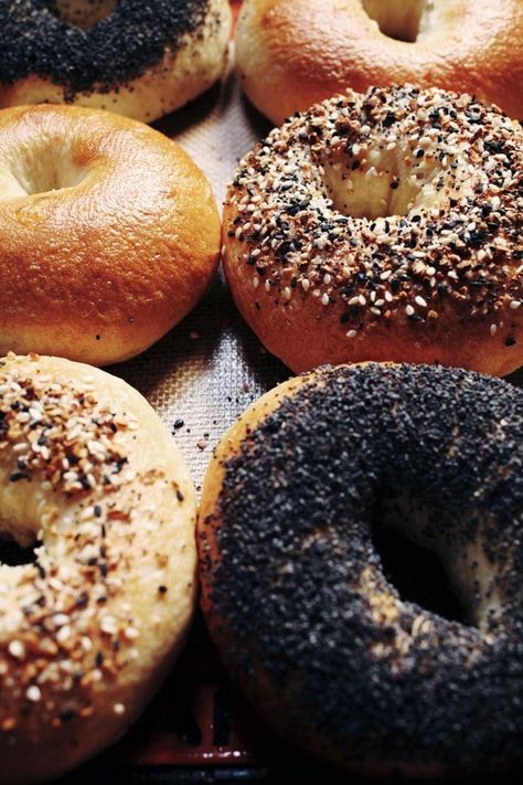 New York-Style Bagel Recipe Ny Bagel, New York Bagels, Bagel Toppings, New York Bagel, Visual Recipes, Homemade Bagels, Bagel Shop, Bagel Recipe, Stuck In A Rut