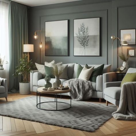 15 Stunning Grey and Sage Green Living Room Ideas — Lord Decor Grey Sage Living Room, Grey And Green Living Room Decor, Grey Living Room With Green Accents, Navy Sage Living Room, Charcoal And Green Living Room, Sage Green And Gray Living Room, Grey And Sage Living Room, Sage And Grey Living Room, Sage Green And Black Living Room