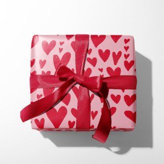 A modern hand drawn pink and red heart print by Shelby Allison. #ad Valentines Packaging Design, Craft Ideas Easy, Valentines Gift Wrap, Personalised Candles, Gift Card Bouquet, Heart Wrapping Paper, Gifts 2022, Christmas Craft Ideas, Creative Tutorials