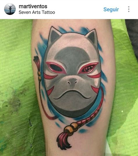 Anbu Kitsune Mask from Naruto Anbu Mask Tattoo Design, Anbu Mask Tattoo, Anbu Mask Tattoos, Tight Tattoo, Kakashi Anbu Mask, Anbu Tattoo, Japanese Girl Tattoo, Kakashi Tattoo, Anbu Mask