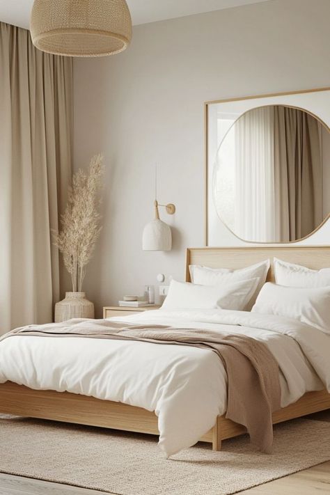 Create a serene bedroom with Scandinavian-inspired decor that emphasizes light, warmth, and simplicity. #ScandiBedroom #MinimalistStyle #SereneSpaces