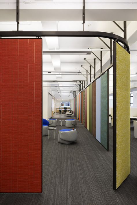 Wolf-Gordon Offices - Manhattan - Office Snapshots Office Partitions Wall, Movable Partition, Office Dividers, Moving Walls, Movable Walls, Corporate Office Design, Office Space Design, Office Partition, Corporate Interiors