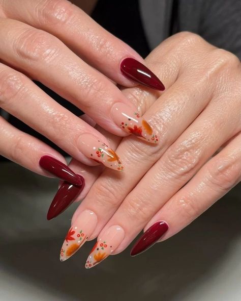 Autumn Manicure, Classy Acrylic, Colourful Nails, Kutek Disney, Simple Fall Nails, November Nails, Fall Gel Nails, Fall Nail Art Designs, Colorful Nails