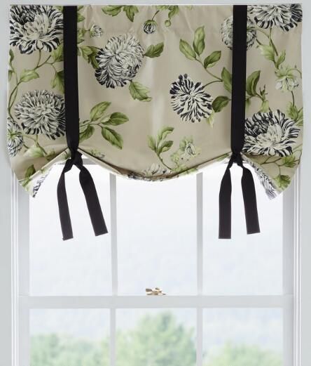 We love the look of a lush chrysanthemum print on our Whitney Floral Tie-Up Valance. #curtains Country Window Treatments, Off White Curtains, Tie Up Valance, Tie Up Curtains, Vermont Country Store, No Sew Curtains, Country Curtains, White Curtains, Diy Curtains