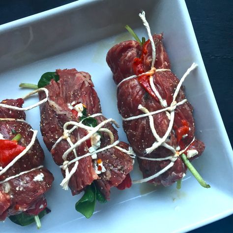 Roasted Red Pepper Goat Cheese, Red Pepper Goat Cheese, Steak Roll Ups, Steak Meals, The Defined Dish, Steak Rolls, Skirt Steak Recipes, Sauteed Peppers And Onions, Sauteed Peppers