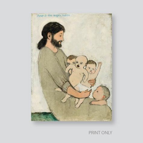 B. Kershisnik - "Jesus and the Angry Babies" - Limited Edition Brian Kershisnik, Gospel Art, Lds Artwork, Angry Baby, Vision Art, Lds Art, Baby Posters, Art Attack, Figurative Artists