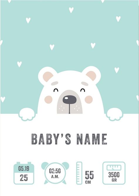 Newborn Stats Posters: A Touch of Personalized Elegance Baby Poster Design, Baby Handprint Crafts, Newborn Birth Announcements, Morning Routine Kids, Kids Routine Chart, Baby Tracker, Birth Poster, Baby Teddy Bear, Newborn Birth