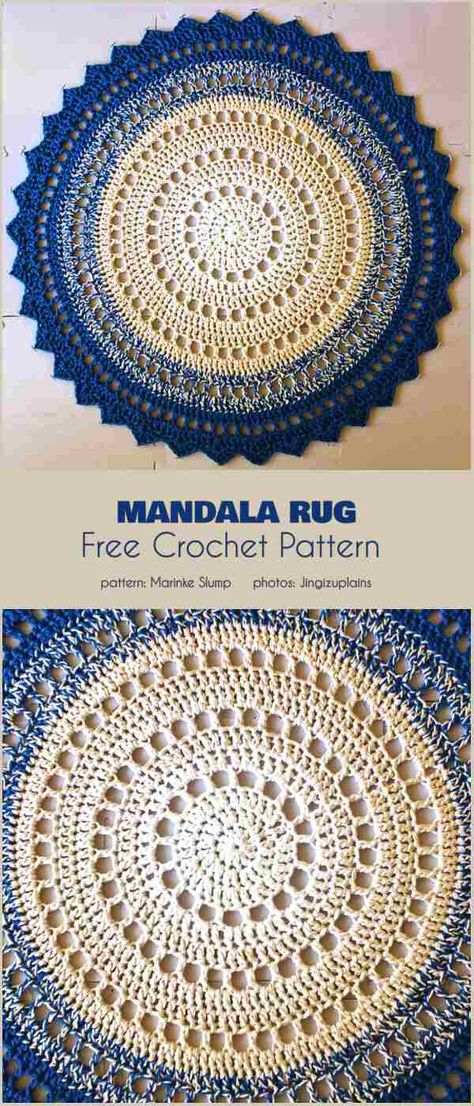 Mandala Floor Rug Free Crochet Pattern | Your Crochet Mandala Rug Crochet, Crochet Carpet Rug Free Pattern, Crochet Round Rug Pattern Free, Easy Crochet Mandala, Crochet Carpet Rug, Crocheting Rugs, Crochet Carpet Pattern, Crochet Mandala Rug, Crocheted Rugs