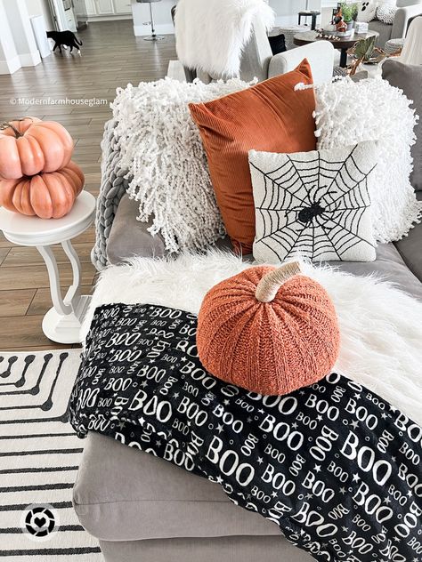 Halloween home fall decor sectional sofa couch black and white rug pillows pumpkin 

Follow my shop @modernfarmhouseglam on the @shop.LTK app to shop this post and get my exclusive app-only content!

#liketkit #LTKhome #LTKHalloween #LTKSeasonal
@shop.ltk
https://liketk.it/3QwNW Modern Halloween Living Room, Grey Couch Halloween Decor, Halloween Couch Decor Ideas, Halloween Sofa Decor, Fall Decor Black And White, Halloween Pillows On Couch, White And Black Halloween Decor, Fall Decor Gray Couch, Halloween Decor Black And White