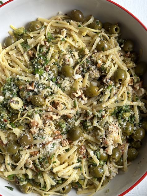 The Best Summer Pasta With Olive Chimichurri Sauce - nocrumbsleft Olive Chimichurri, Olive Pasta, Pasta With Olives, Pasta Board, Magic Elixir, Summer Pasta Recipes, Pasta Making, Food Addict, Beautiful California