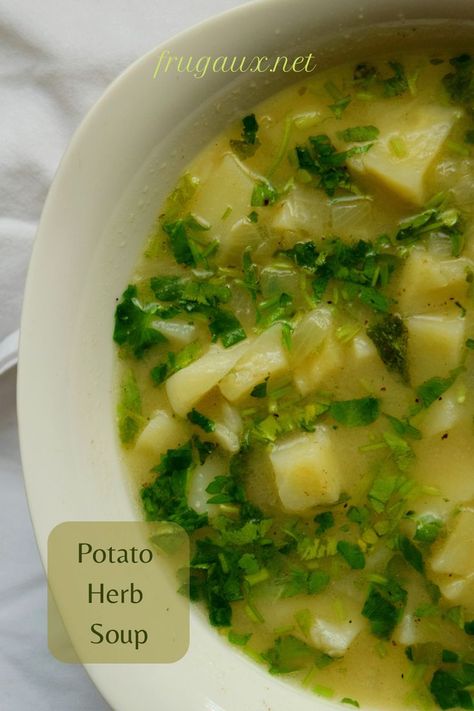 A large white bowl of soup of potatoes and herbs sits on white cotton cloth. Microwave Soup Recipe, Vegetable Soup Vegetarian, Easy Microwave Recipes, Herb Soup, Soup Vegetarian, Microwave Baking, Easy Meals For College Students, Soup Easy, Microwave Cooking