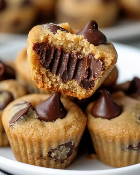 Reese’s Cookie Cups – Gooey Chocolate Peanut Butter Bites Cookie With Peanut Butter Cup, Peanut Butter Cookies With Hershey Kiss, Recipes With Peanut Butter Chips, Husband Basket, Cookies Crumbl, Buckeye Cookies, Reeses Cookies, Chocolate Chip Cookie Cups, Baked Appetizers