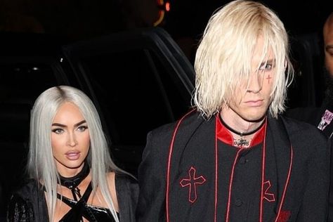 Megan Fox and Machine Gun Kelly spark controversy with their 'blasphemous' costumes Mgk Halloween Costume, Megan Fox Halloween Costume, Fox Halloween Costume, Priest Robes, Fox Halloween, Megan Denise Fox, Brian Austin Green, Black High Boots, American Rappers