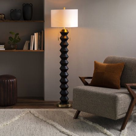 Modern Black Floor Lamps, Decorate Apartment, Hollywood Bungalow, Den Inspiration, Table Swag, Large Floor Lamp, Traditional Floor Lamps, Traditional Lamps, Modern Floor Lamp