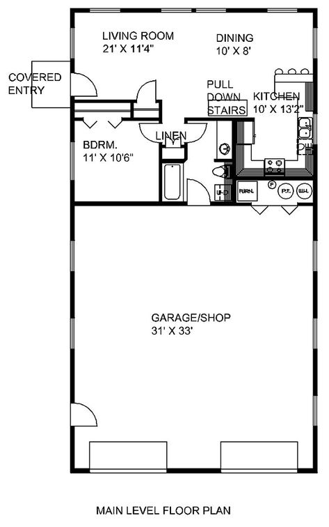 Garage Plan With Living Quarters, Garage With Living Quarters Interior, Single Level Garage With Apartment, Shop With Small Living Quarters Plans, One Story Carriage House, Tv Garage With Living Quarters, Shop With Bathroom Plans, Single Story Garage Apartment, Garage With Living Quarters One Level Plans