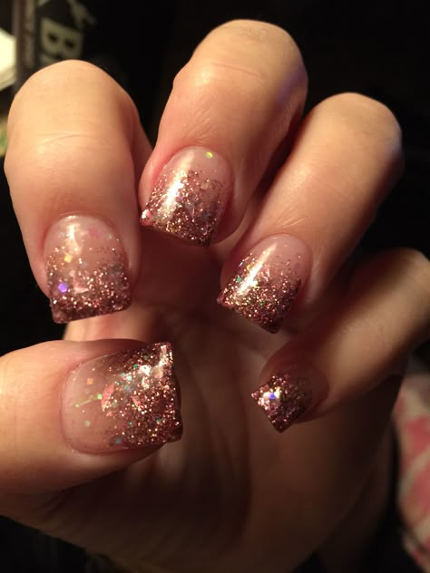 Chic Champagne colored faded acrylic nails                                                                                                                                                                                 More Champagne Nails, Gel Nails Long, Nail Design Glitter, Nails 2018, November Nails, Fall Acrylic Nails, Thanksgiving Nails, Sparkle Nails, Nails And Toes