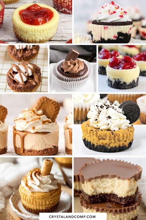 Mini Cheesecake Recipes Cheesecake In A Cup Recipes, Individual No Bake Cheesecake, Mini Cheesecake Bar, Mini Baked Cheesecakes, Mini Cheesecake Flavors, Mini Cheesecakes Recipe, Mini Cheesecake Topping Ideas, Cheesecake Tarts Mini, Mini Cheesecake Recipes Easy