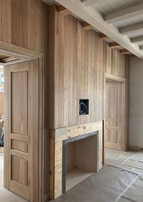 Modern Wood Paneling, Fireplace Interior, Jake Arnold, Florida Project, Cabinetry Design, Home Libraries, Wood Panel Walls, Fireplace Design, The Ranch