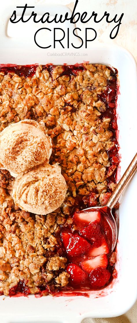 Strawberry Crisp Frozen Strawberries, Strawberry Crumble Topping, Crumble Topping With Oats, Strawberry Crumble Recipe, Strawberry Crisp Recipe, Fruit Deserts, Fruit Crisp Recipe, Fruit Sweets, Easy Strawberry Desserts