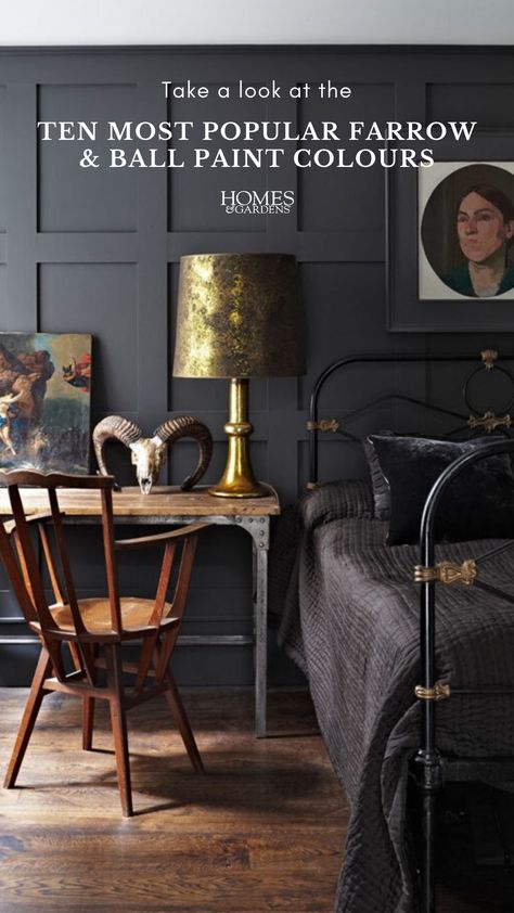 Farrow Bal, Farrow & Ball, Dark Living Rooms, Farrow And Ball Paint, Farrow And Ball, Dark Walls, Room Deco, Perfect Bedroom, Bedroom Black