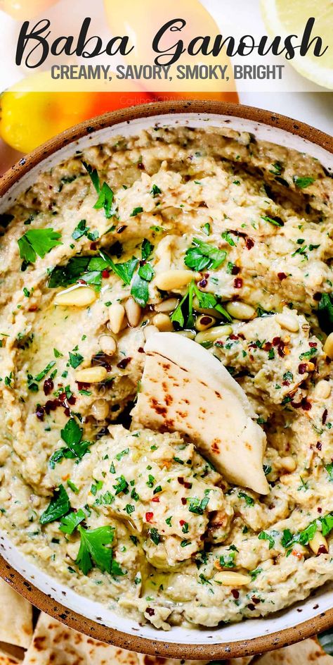 Baba Ghanouj - Carlsbad Cravings Babaganoush Recipe Authentic, Easy International Recipes, Baba Ghanoush Recipe, 30 Minute Meals Chicken, Baba Ganoush Recipe, Babaganoush Recipe, Grill Gas, Cravings Recipes, Healthy Dip