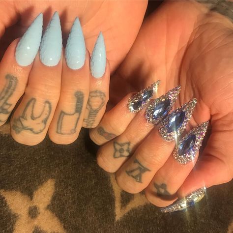 Acrylic Nails With Diamonds, Star Acrylic Nails, Jennie Nails, Nails Real, Nail Art Pedicure, Extra Nails, Art Pedicure, Boujee Nails, Stars Nails