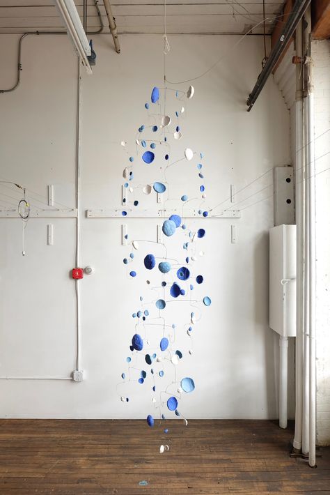 Sprawling Paper-Pulp Mobiles by Yuko Nishikawa Suspend Whimsically Colored Pods in the Air | Colossal Yuko Nishikawa, Ceramic Mobile, Paper Art Installation, Suspended Art, Vendor Market, Closing Party, Old Diary, Mobile Sculpture, Paper Mobile