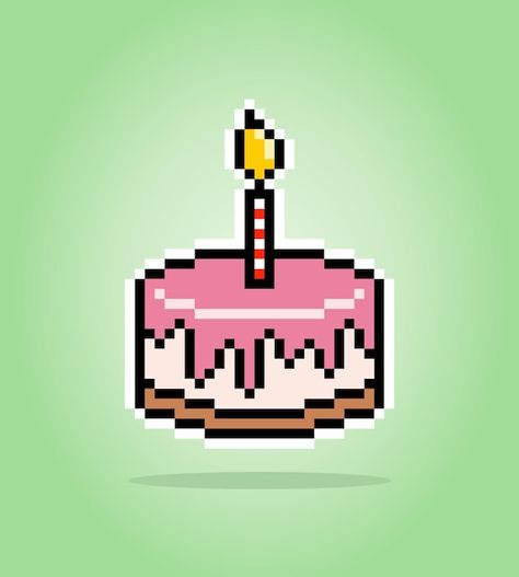 Pixel Art Birthday Cake, Birthday Cake Pixel Art, Happy Birthday Pixel Art, Cake Pixel Art, Birthday 5, Cake Image, Art Birthday Party, Pixel Art Games, Minecraft Builds