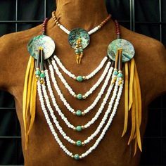 Loop Necklace, Native American Regalia, Native Beading Patterns, Native American Clothing, Native American Necklace, Native American Crafts, Native Beadwork, Native American Beadwork, American Indian Jewelry