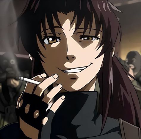 Revy Pfp, Revy Black Lagoon Pfp, Black Lagoon Pfp, Crystals Art Drawing, Black Lagoon Revy, Revy Black Lagoon, 16 Tattoo, Black Lagoon Anime, Black Lagoon