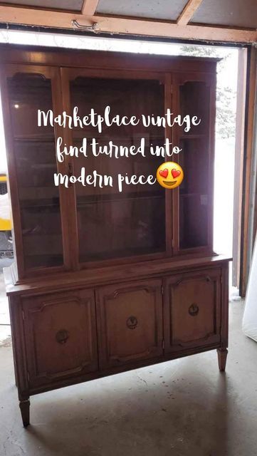 Mid Century Hutch Styling, Mid Century Modern China Cabinet Redo, Mid Century Modern Cabinet Makeover, Old China Cabinet Makeover Ideas, Mcm China Cabinet Makeover, Mid Century China Cabinet Makeover, Mcm Hutch Makeover, Modern China Cabinet Makeover, Vintage Hutch Decor