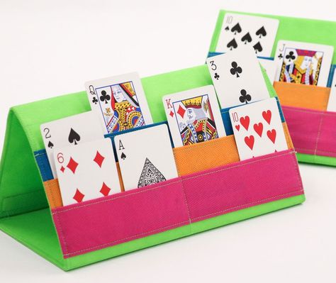 Card Holders For Playing Cards Diy, Diy Playing Card Holder, Playing Card Holder Diy, Playing Card Holders, Birthday Beer Cake, Card Holder Diy, Diy Playing Cards, Birthday Beer, Playing Card Holder