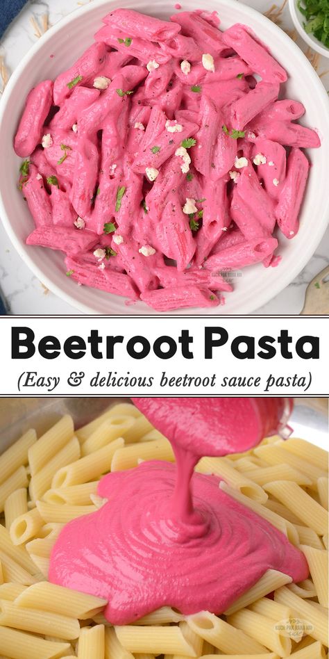 Beetroot Pasta | Beetroot Sauce Pasta Beetroot Pasta Sauce, Beetroot Sauce, Beetroot Pasta, Spinach Mushroom Pasta, Pink Pasta, Beet Pasta, Cottage Cheese Pasta, Cooking Beets, Lemon Garlic Pasta