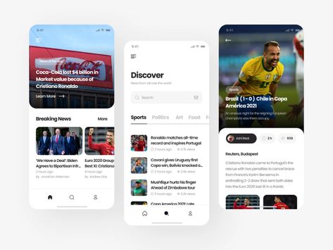 News App Ui, Mobile App Inspiration, App Inspiration, Mobile Design Inspiration, App Interface Design, Online Newspaper, Selena Gomez Pictures, Mobile News, Cool Magazine