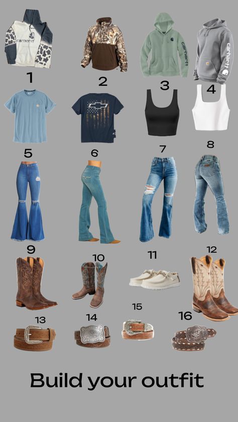 Build Your Outfit, Cute Western Outfits, Country Outfits Women, Western Girl Outfits, Cute Cowgirl Outfits, Casual Country Outfits, Cowgirl Outfit, Southern Outfits, Country Style Outfits