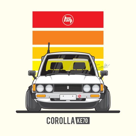 Corolla Ke70, Car Vinyl Graphics, Zippo Lighter Custom, Car Sticker Ideas, Corolla Dx, Corolla Ae86, Vw Mk1, Adventure Logo, Automotive Artwork