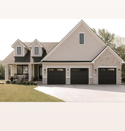 Beige House Exterior, Black Birch Homes, Tan House, White Exterior Houses, Exterior House Paint Color Combinations, Exterior House Color, Grey Houses, Exterior Paint Colors For House, Modern Farmhouse Exterior