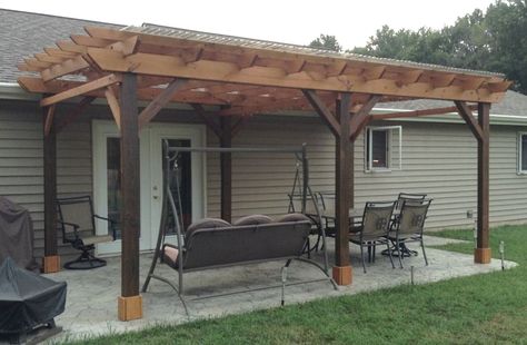 Spa Plan, Pergola Modern, Diy Patio Cover, Pergola Plans Design, Patio Plans, Cheap Pergola, Pergola Swing, Pergola Ideas, Modern Pergola