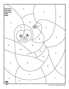 Preschool Color By Number Animal Coloring Pages | Woo! Jr. Kids Activities Sloth Activities For Preschool, Rainforest Worksheets Preschool, Rainforest Animals Preschool, Sloth Activities, Preschool Setup, Sloth Facts, Rainforest Activities, Sloth Party, Math Coloring Worksheets