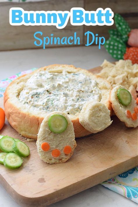 This Bunny Butt Bread Bowl is perfect for a festive Easter Bunny Spinach Dip. Easy to make and perfect for your holiday celebration. www.kidfriendlythingstodo.com Easter Spinach Dip, Bunny Spinach Dip, Pizza Dip Appetizers, Spinach Dip Appetizers, Easter Dips, Classic Spinach Dip, Spinach Dip Easy, Easter Appetizers Easy, Sour Cream Uses