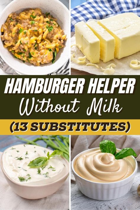 Making Hamburger Helper without milk is so much easier than you think! By using one of these 13 substitutes for milk, you'll have a hearty dinner on the table in no time. Milk Substitute For Cooking, Substitute For Milk, Hamburger Helper Recipes, How To Make Hamburgers, Healthy Milk, Light Sauce, Easy Hamburger, Coconut Milk Recipes, Veggie Stock