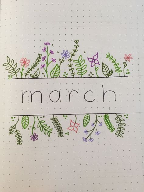 If you are a little stuck on the ideas for the next bullet journal spread thrn you must for sure check out this blog article as it shows the best examples of bullet journal march monthly covers that will inspire you. #bulletjournal #bujo #monthlycover Index Bujo Ideas, Flower Doodles Colorful, March Journal Page, March Bulletin Journal Ideas, 2024 Journal Cover Page, Journal Decoration Ideas Notebooks, March Planner Ideas, Spring Journal Ideas, March Journal Ideas