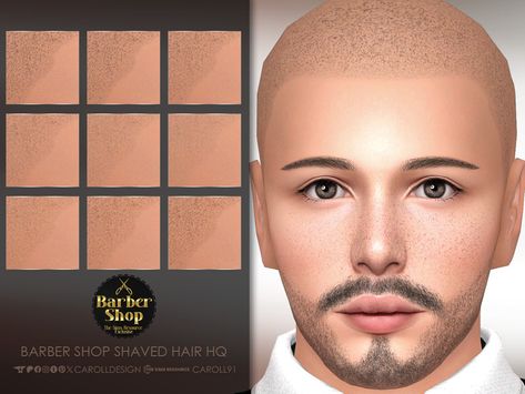 The Sims Resource - Barber Shop Shaved Hair HQ Sims 4 Male Clothes, Half Shaved Hair, Half Shaved, Male Hair, Male Clothes, Bald Hair, Sims Four, Sims Hair, Bald Heads